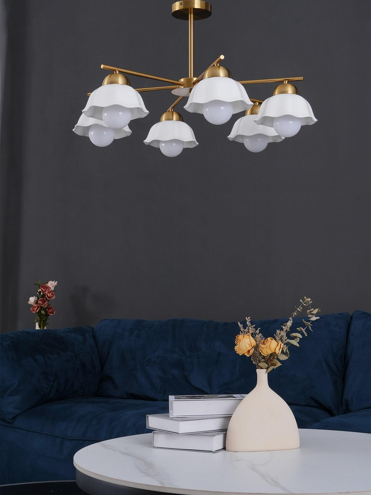 flower-shade-brass-chandelier