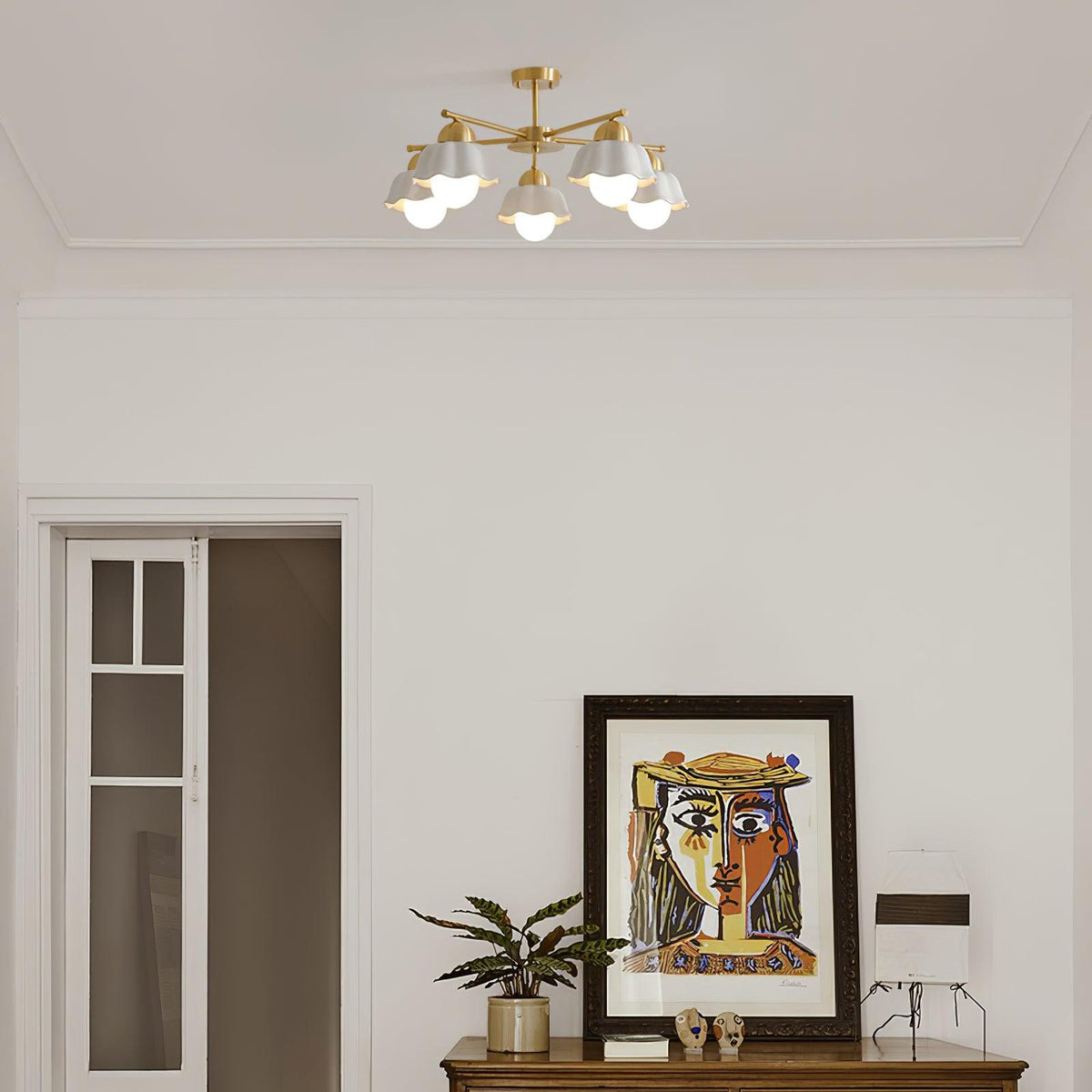 flower-shade-brass-chandelier
