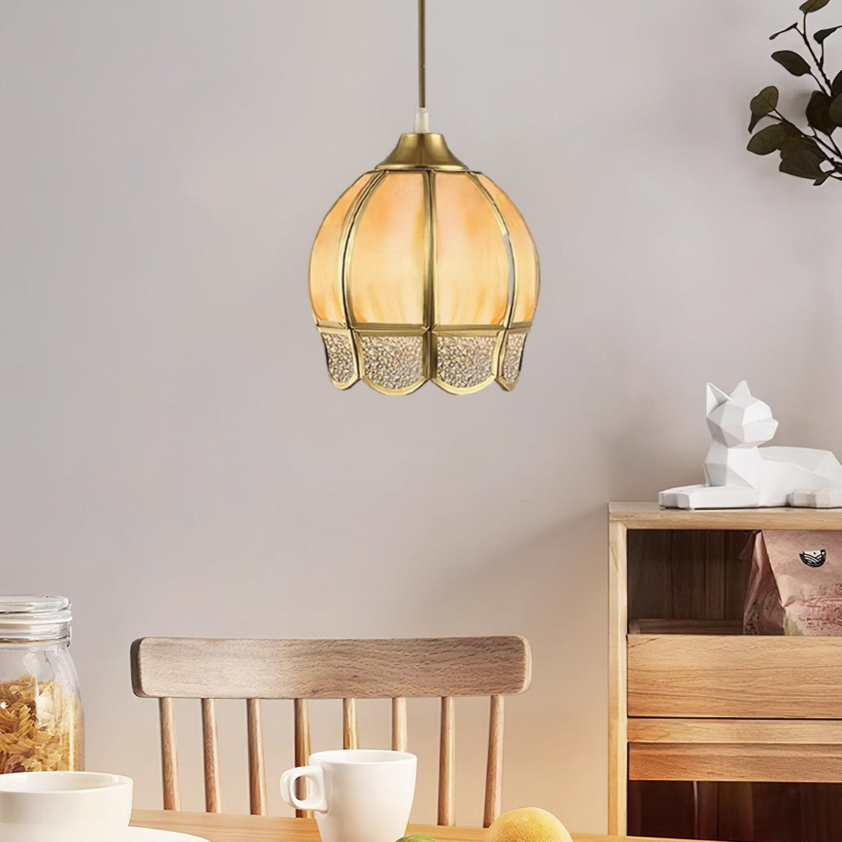 Flower Shaped Brass Pendant Light