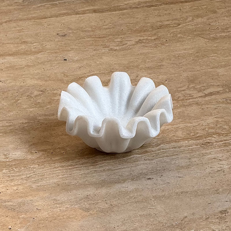 Fluted Marble Catchall Tray with Sculptural Fold Design