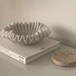 Fluted Marble Catchall Tray with Sculptural Fold Design