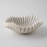 Fluted Marble Catchall Tray with Sculptural Fold Design