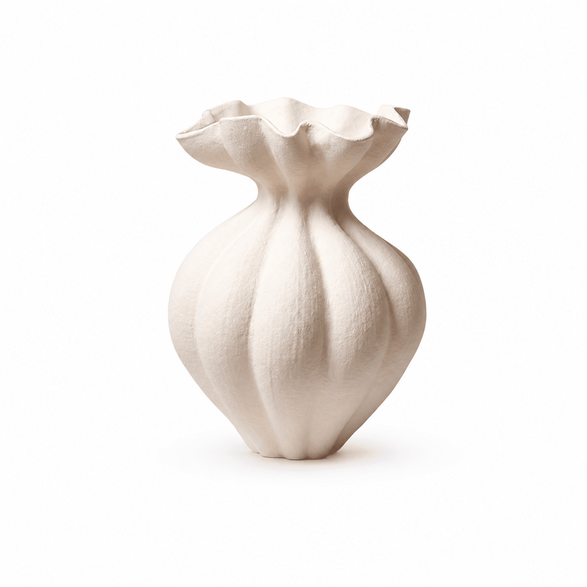 Fluted Bloom Ceramic Vase – Hand-Thrown Stoneware Sculptural Vessel