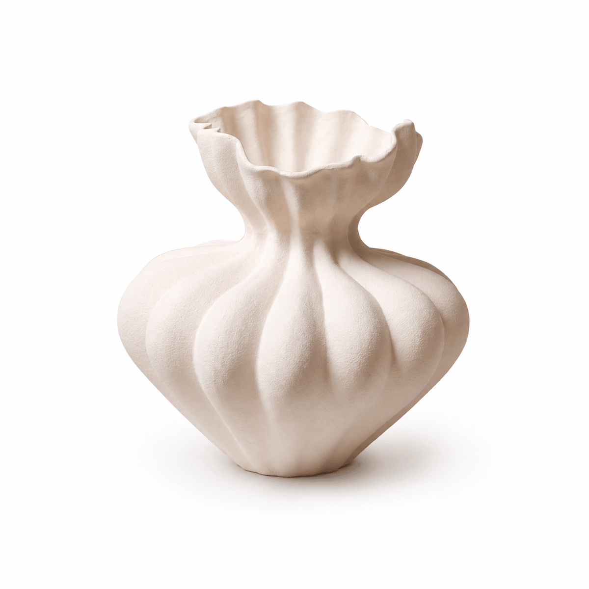 Fluted Bloom Ceramic Vase – Hand-Thrown Stoneware Sculptural Vessel