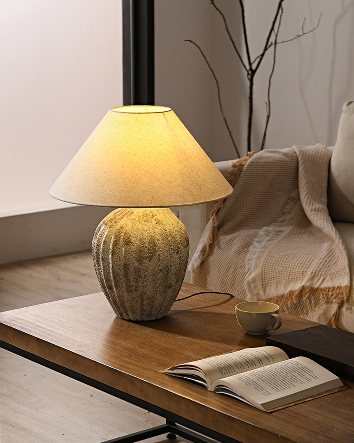 Fluted Ceramic Table Lamp