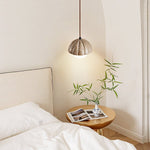 Fluted Travertine Orb Pendant Light with Glass Globe