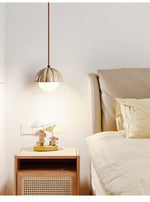 Fluted Travertine Orb Pendant Light with Glass Globe
