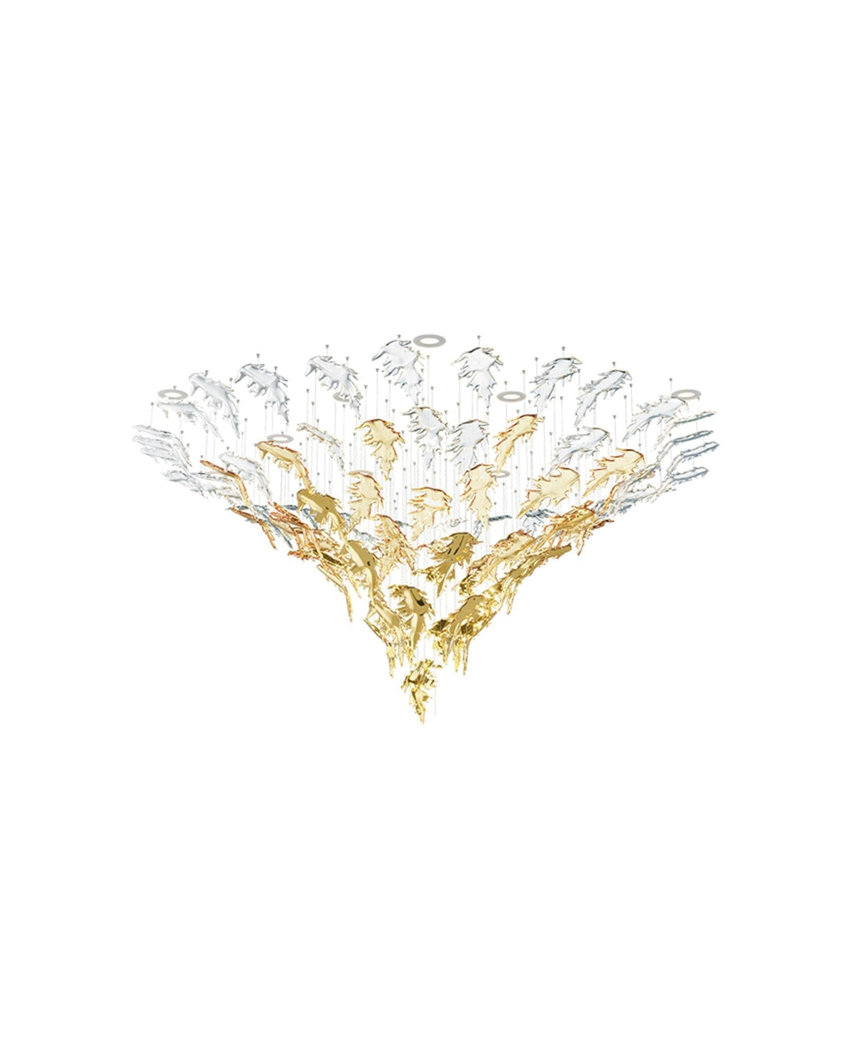Flying Leaves Crystal Chandelier – Modern Handblown Glass Pendant Light for Dining Room and Living Room