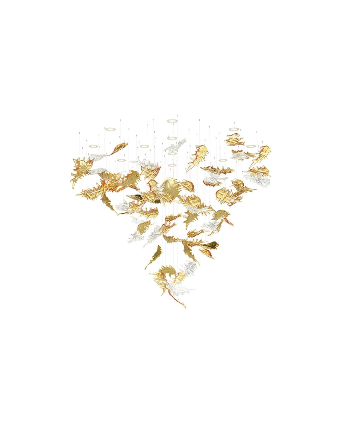 Flying Leaves Crystal Chandelier – Modern Handblown Glass Pendant Light for Dining Room and Living Room