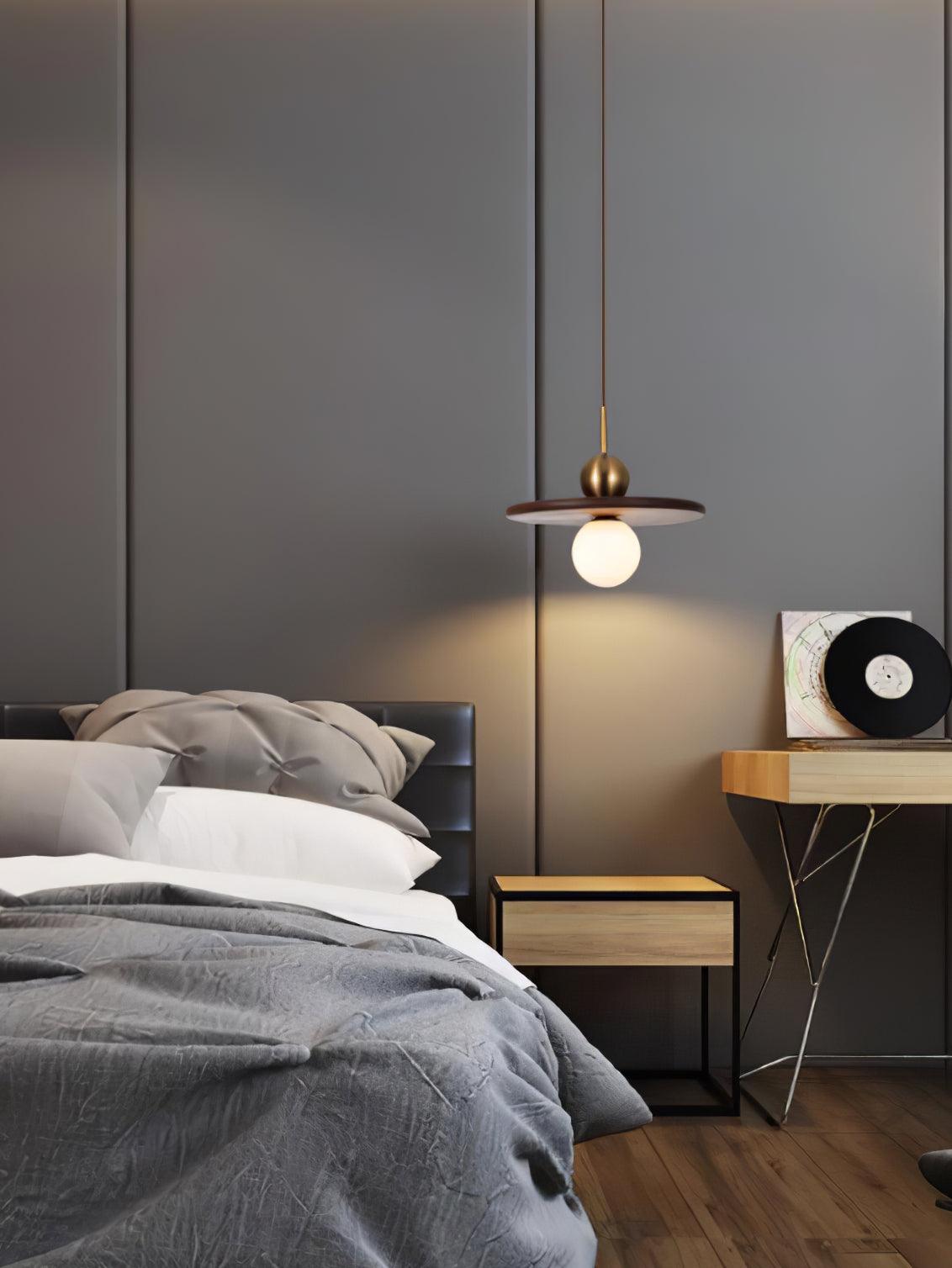 Walnut Brass Pendant Light with Glass Shade for Modern Interiors