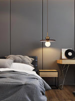Walnut Brass Pendant Light with Glass Shade for Modern Interiors