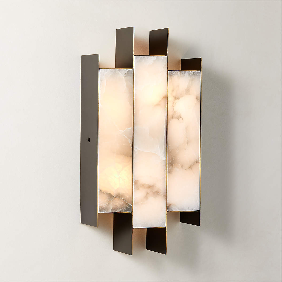 Folded Alabaster Panel Sconce — Modern Wall Light with Natural Stone
