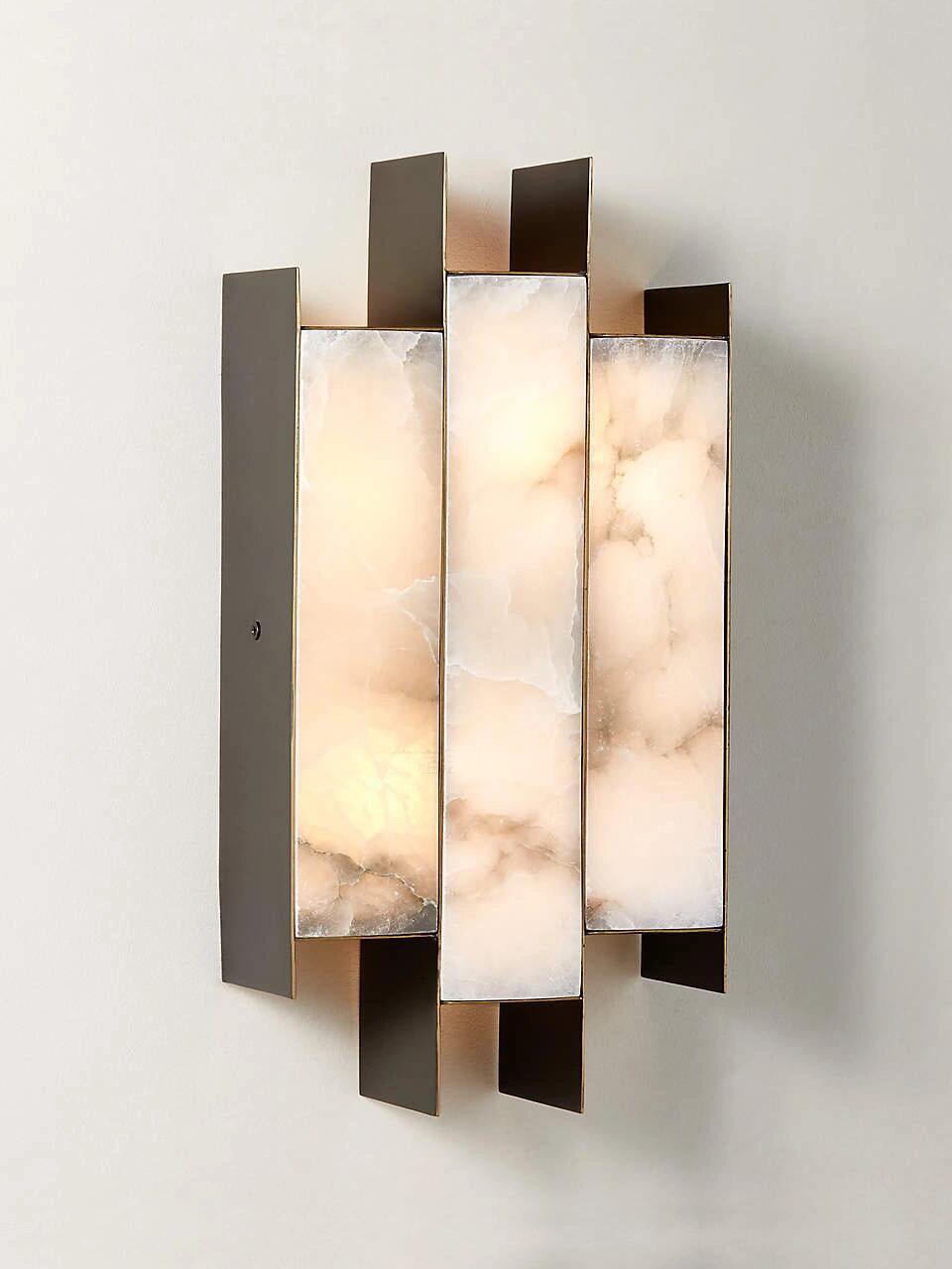 Folded Alabaster Panel Sconce — Modern Wall Light with Natural Stone