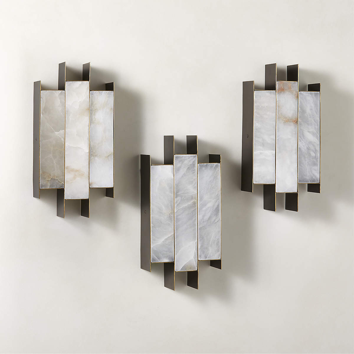 Folded Alabaster Panel Sconce — Modern Wall Light with Natural Stone