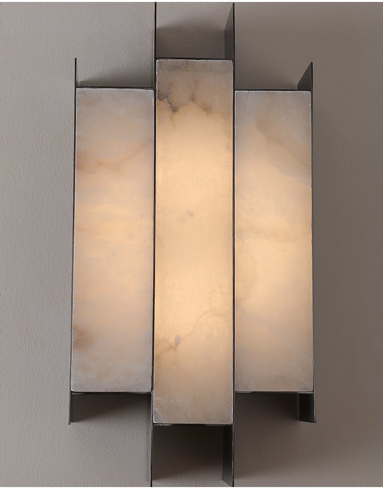 Folded Alabaster Panel Sconce — Modern Wall Light with Natural Stone
