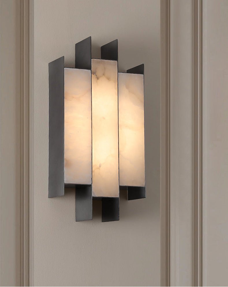 Folded Alabaster Panel Sconce — Modern Wall Light with Natural Stone