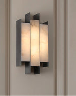 Folded Alabaster Panel Sconce — Modern Wall Light with Natural Stone