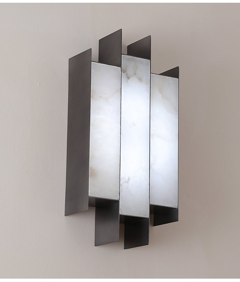 Folded Alabaster Panel Sconce — Modern Wall Light with Natural Stone
