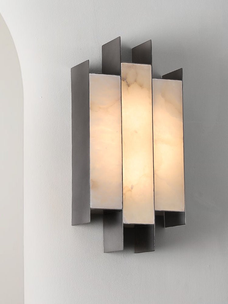 Folded Alabaster Panel Sconce — Modern Wall Light with Natural Stone
