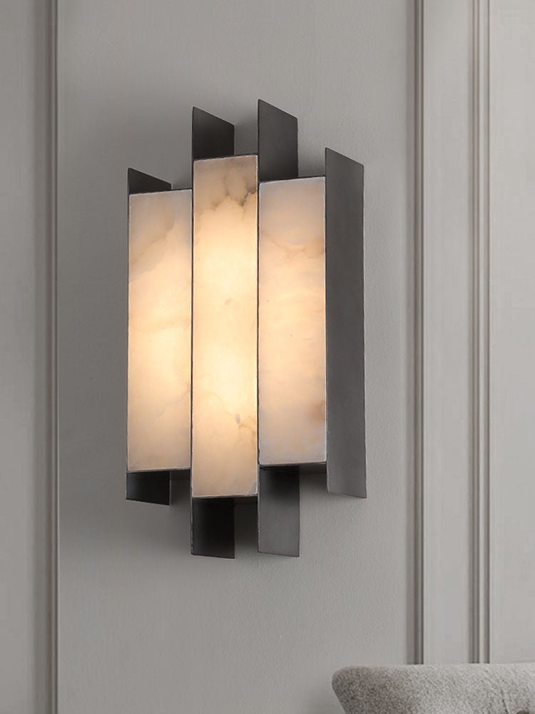 Folded Alabaster Panel Sconce — Modern Wall Light with Natural Stone