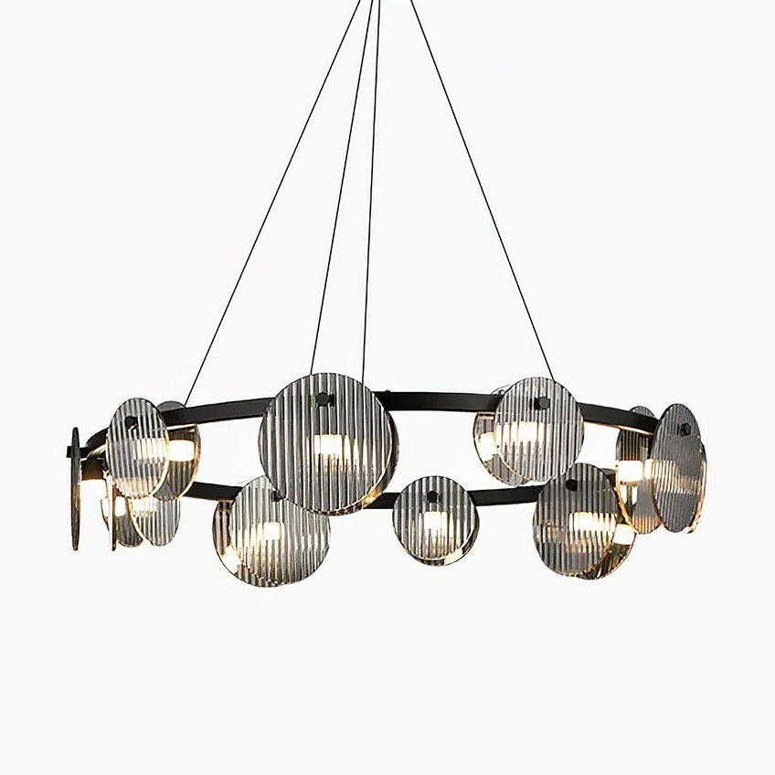 Foliole Modern Black Chandelier with Smoked Glass Shades