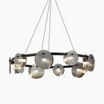 Foliole Modern Black Chandelier with Smoked Glass Shades