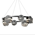 Foliole Modern Black Chandelier with Smoked Glass Shades