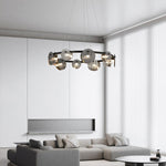 Foliole Modern Black Chandelier with Smoked Glass Shades