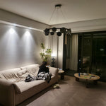 Foliole Modern Black Chandelier with Smoked Glass Shades