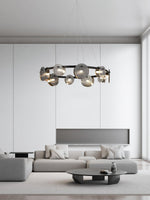 Foliole Modern Black Chandelier with Smoked Glass Shades