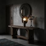 Forest Spirit Sculptural Wooden Table Lamps with Opal Glass Shades