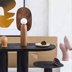 Forest Spirit Sculptural Wooden Table Lamps with Opal Glass Shades