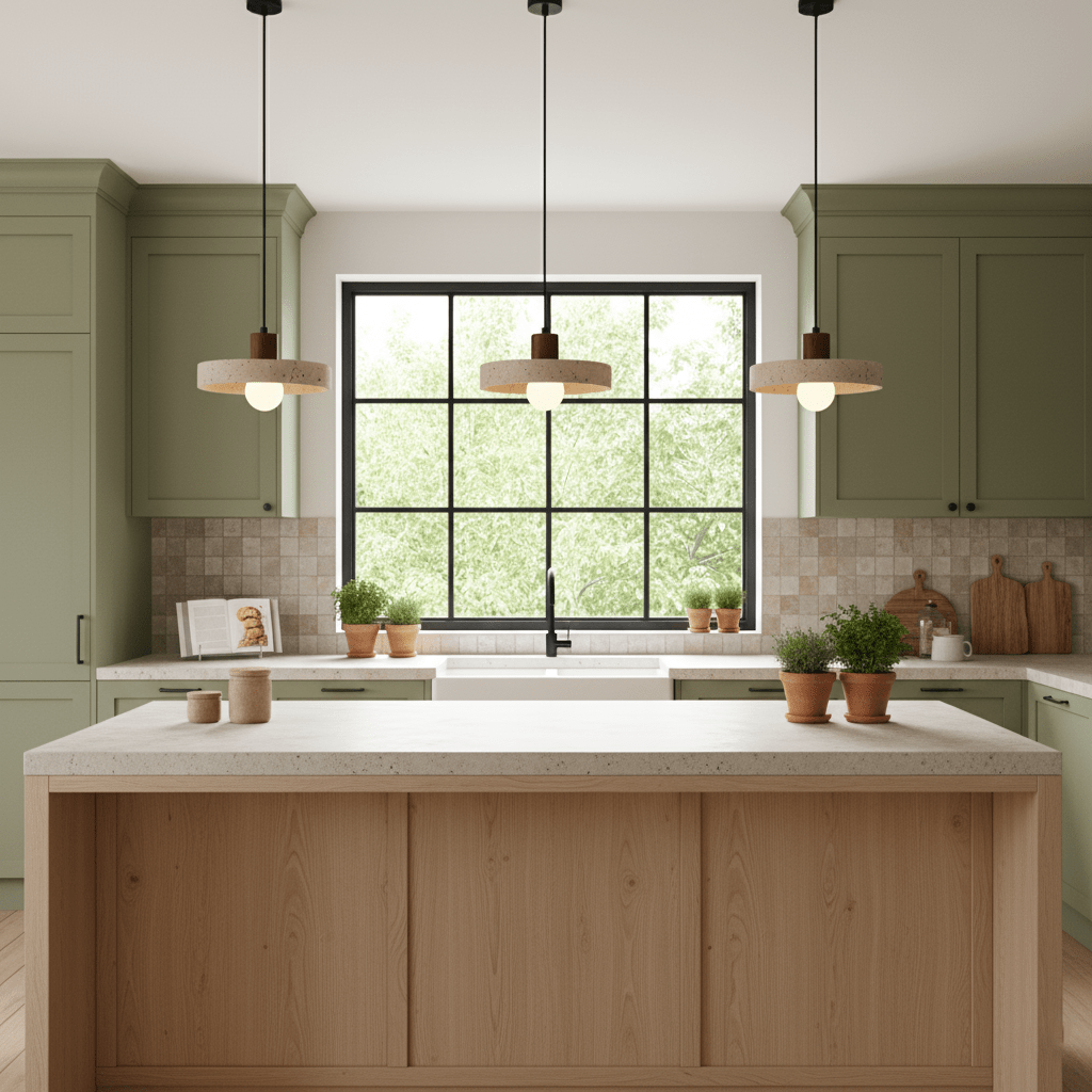 Forma Terra Trio Pendant Light – Travertine & Walnut Sculptural Chandelier
