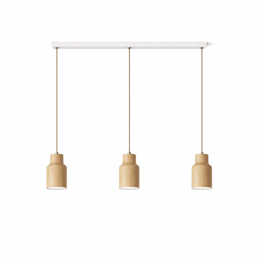 Forma Wood Pendant Lamp – Sculpted Solid Wood, Modern Minimalist Lighting