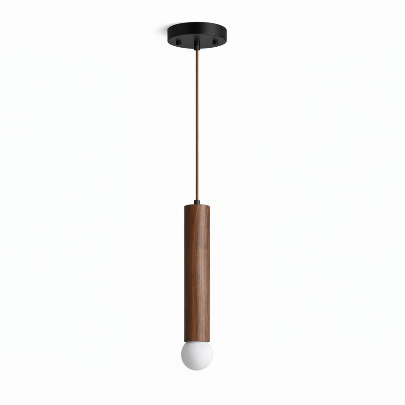 Forma Wood Pendant Lamp – Sculpted Solid Wood, Modern Minimalist Lighting