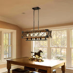 Rustic Industrial Linear Chandelier For Dining Rooms Farmhouse Rectangular Square Light Fixture