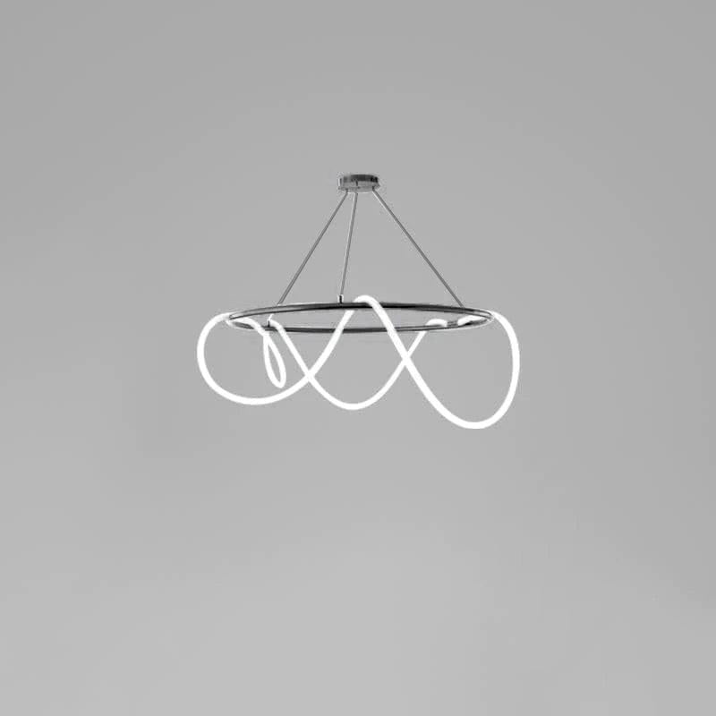 Sculptural Linear Curve LED Chandelier in Gold or Black
