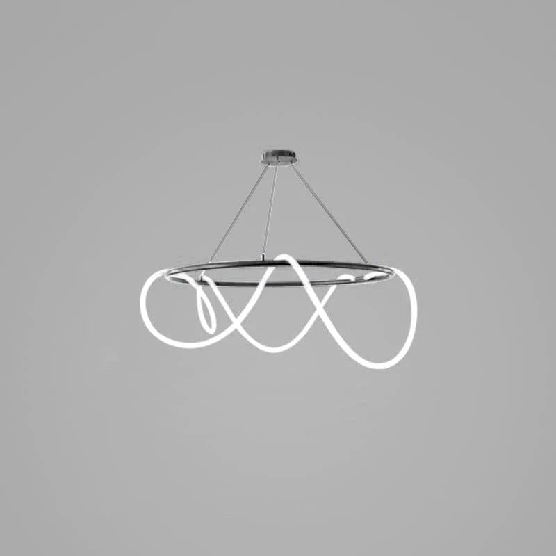 Sculptural Linear Curve LED Chandelier in Gold or Black