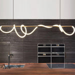 Sculptural Linear Curve LED Chandelier in Gold or Black