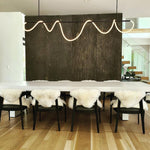 Sculptural Linear Curve LED Chandelier in Gold or Black