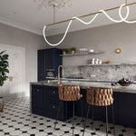 Sculptural Linear Curve LED Chandelier in Gold or Black