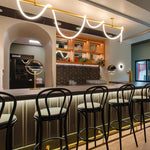 Sculptural Linear Curve LED Chandelier in Gold or Black