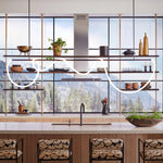 Sculptural Linear Curve LED Chandelier in Gold or Black
