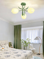 French Cream Orchid Ceiling Lamp