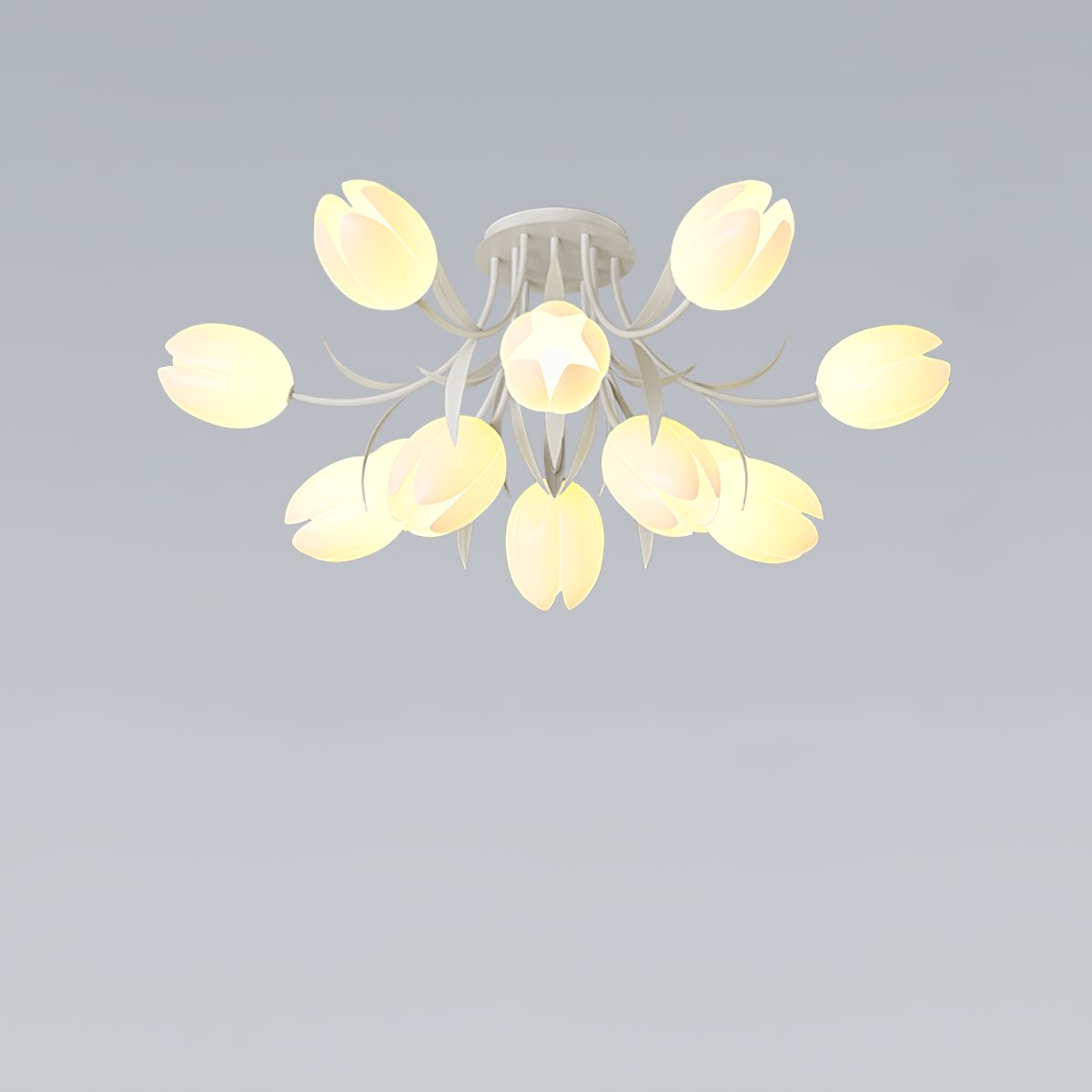 French Cream Orchid Ceiling Lamp