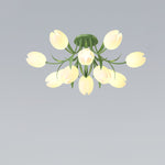 French Cream Orchid Ceiling Lamp