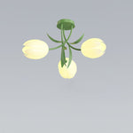French Cream Orchid Ceiling Lamp
