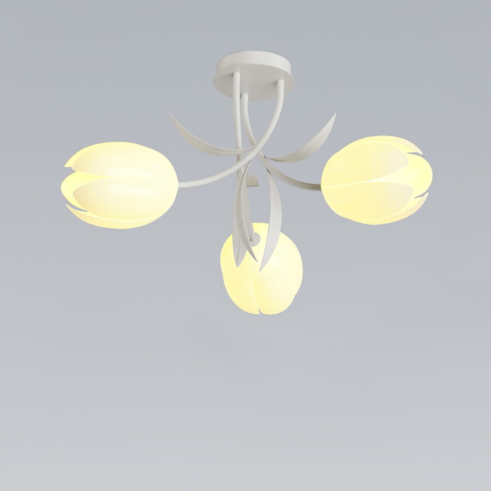 French Cream Orchid Ceiling Lamp