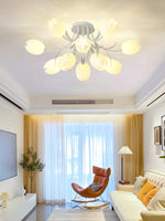 French Cream Orchid Ceiling Lamp