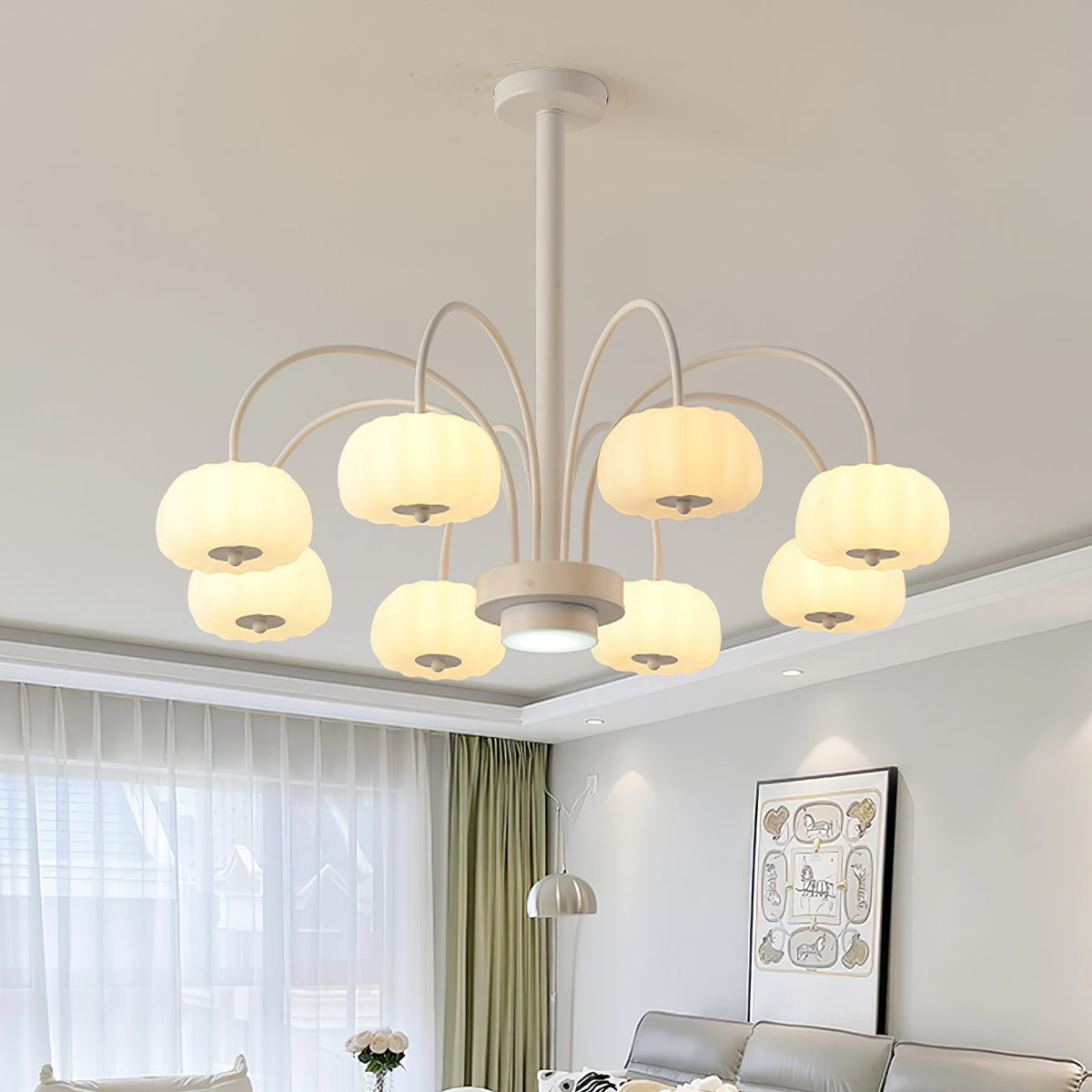 French Cream Pumpkin Chandelier